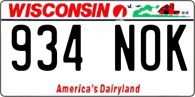 WI license plate 934NOK
