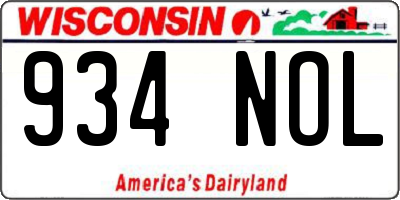 WI license plate 934NOL