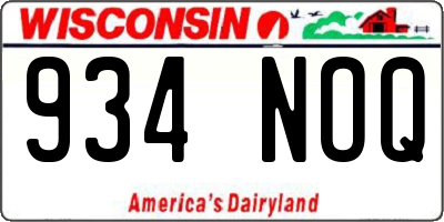 WI license plate 934NOQ