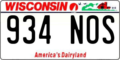 WI license plate 934NOS