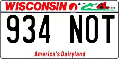 WI license plate 934NOT
