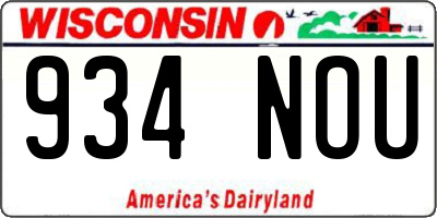 WI license plate 934NOU