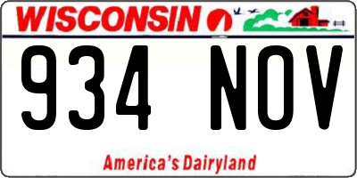 WI license plate 934NOV