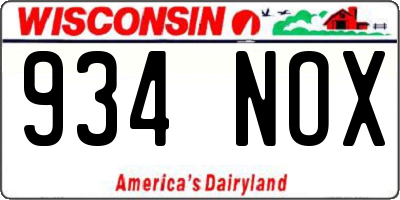 WI license plate 934NOX