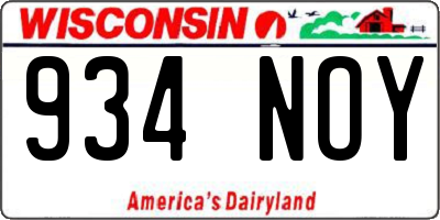 WI license plate 934NOY