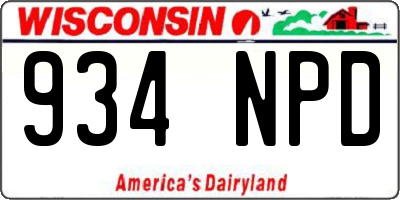 WI license plate 934NPD