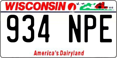 WI license plate 934NPE
