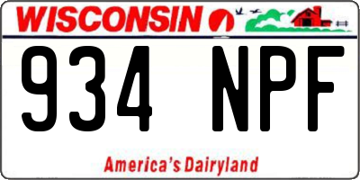 WI license plate 934NPF