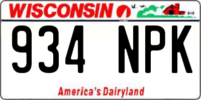 WI license plate 934NPK