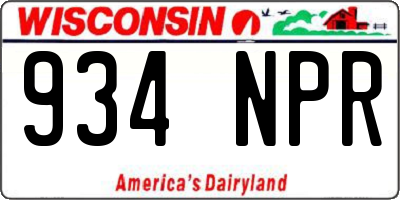 WI license plate 934NPR