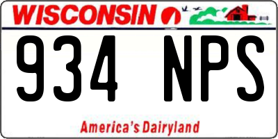 WI license plate 934NPS