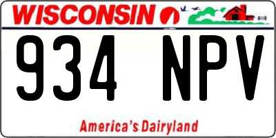 WI license plate 934NPV