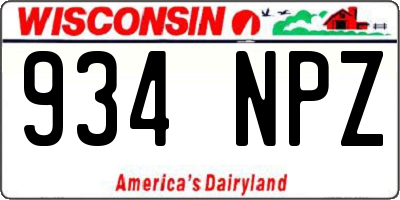 WI license plate 934NPZ