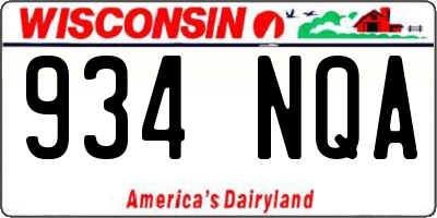 WI license plate 934NQA
