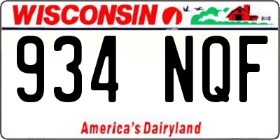 WI license plate 934NQF