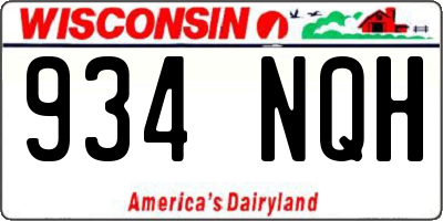WI license plate 934NQH