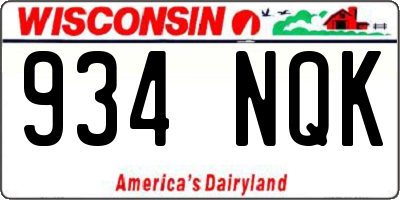 WI license plate 934NQK