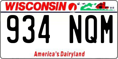 WI license plate 934NQM