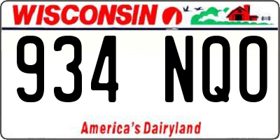 WI license plate 934NQO