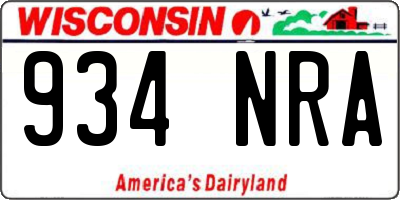 WI license plate 934NRA