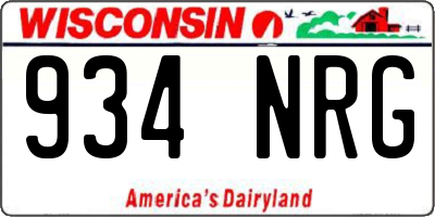 WI license plate 934NRG