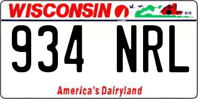 WI license plate 934NRL