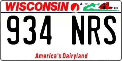 WI license plate 934NRS