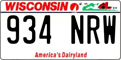 WI license plate 934NRW