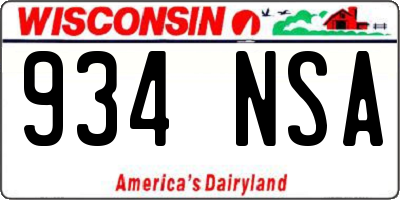 WI license plate 934NSA