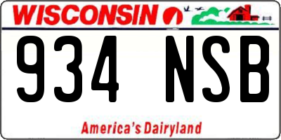 WI license plate 934NSB