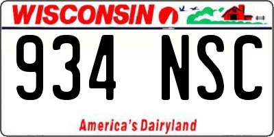 WI license plate 934NSC