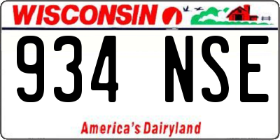 WI license plate 934NSE