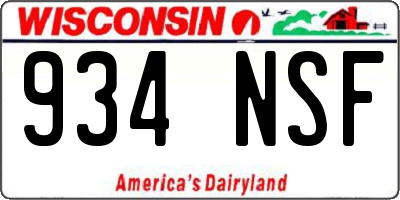 WI license plate 934NSF