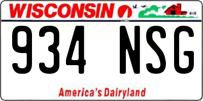 WI license plate 934NSG
