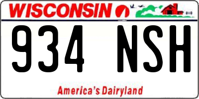 WI license plate 934NSH