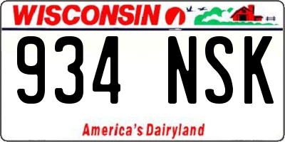 WI license plate 934NSK