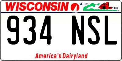 WI license plate 934NSL