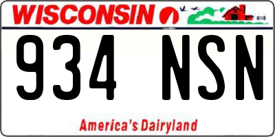 WI license plate 934NSN