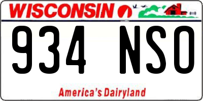 WI license plate 934NSO