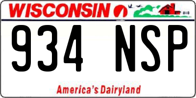 WI license plate 934NSP