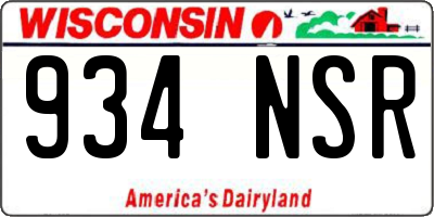 WI license plate 934NSR