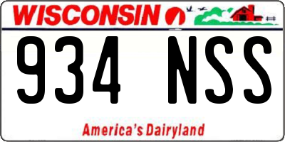 WI license plate 934NSS