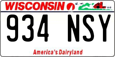 WI license plate 934NSY