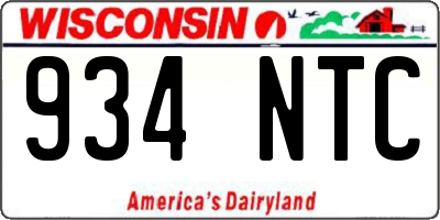 WI license plate 934NTC