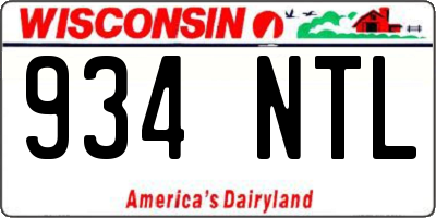 WI license plate 934NTL