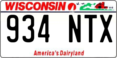 WI license plate 934NTX