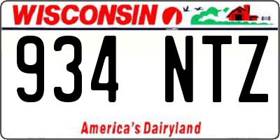 WI license plate 934NTZ