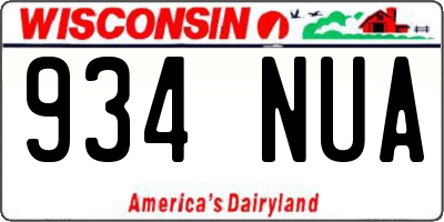 WI license plate 934NUA