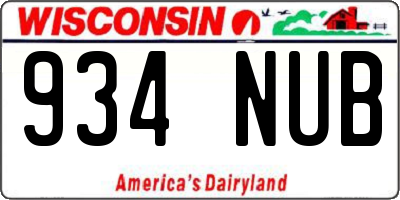 WI license plate 934NUB