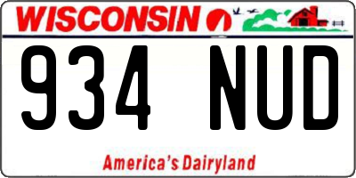 WI license plate 934NUD